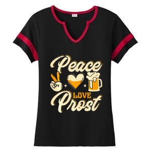 Cute Oktoberfest Costume Peace Love Prost Prost Humor Ladies Halftime Notch Neck Tee