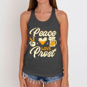 Cute Oktoberfest Costume Peace Love Prost Prost Humor Women's Knotted Racerback Tank