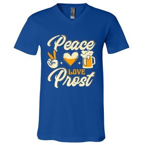 Cute Oktoberfest Costume Peace Love Prost Prost Humor V-Neck T-Shirt