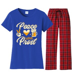 Cute Oktoberfest Costume Peace Love Prost Prost Humor Women's Flannel Pajama Set