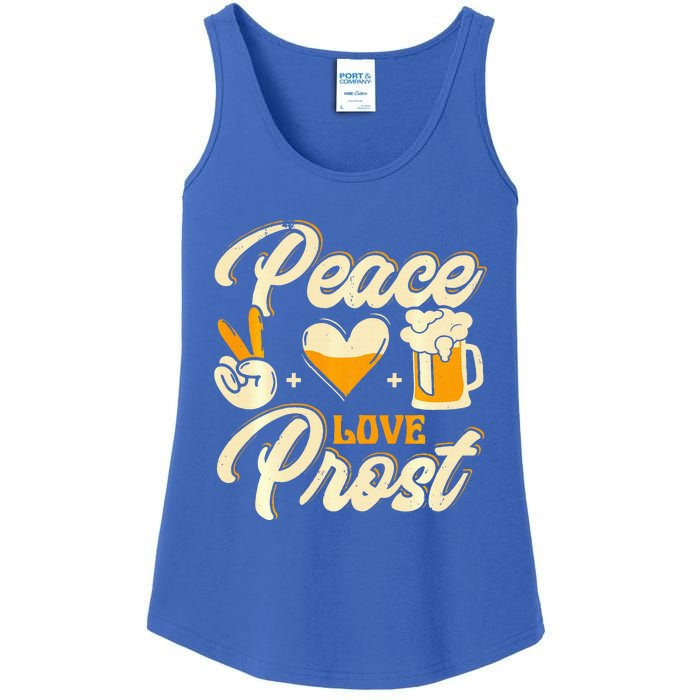 Cute Oktoberfest Costume Peace Love Prost Prost Humor Ladies Essential Tank