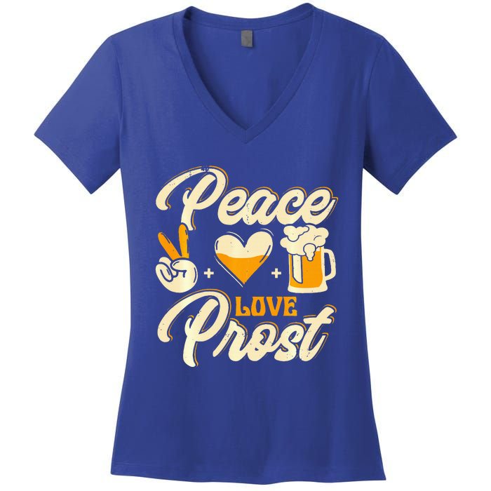 Cute Oktoberfest Costume Peace Love Prost Prost Humor Women's V-Neck T-Shirt