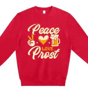 Cute Oktoberfest Costume Peace Love Prost Prost Humor Premium Crewneck Sweatshirt