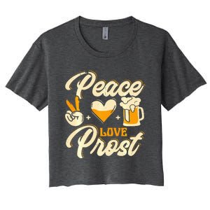 Cute Oktoberfest Costume Peace Love Prost Prost Humor Women's Crop Top Tee