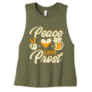 Cute Oktoberfest Costume Peace Love Prost Prost Humor Women's Racerback Cropped Tank