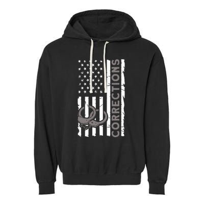 Correctional Officer Corrections Thin Silver Line Garment-Dyed Fleece Hoodie