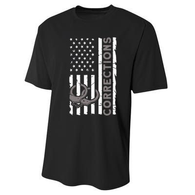 Correctional Officer Corrections Thin Silver Line Performance Sprint T-Shirt