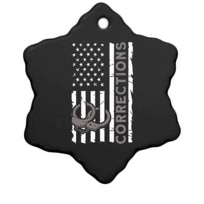 Correctional Officer Corrections Thin Silver Line Ceramic Star Ornament