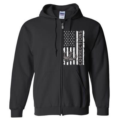 Correctional Officer Corrections Thin Silver Line Full Zip Hoodie