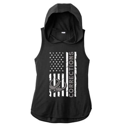 Correctional Officer Corrections Thin Silver Line Ladies PosiCharge Tri-Blend Wicking Draft Hoodie Tank