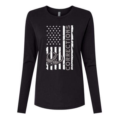 Correctional Officer Corrections Thin Silver Line Womens Cotton Relaxed Long Sleeve T-Shirt