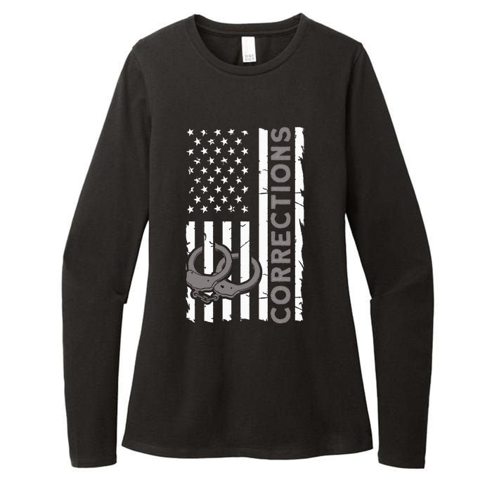 Correctional Officer Corrections Thin Silver Line Womens CVC Long Sleeve Shirt