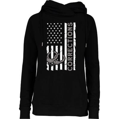 Correctional Officer Corrections Thin Silver Line Womens Funnel Neck Pullover Hood