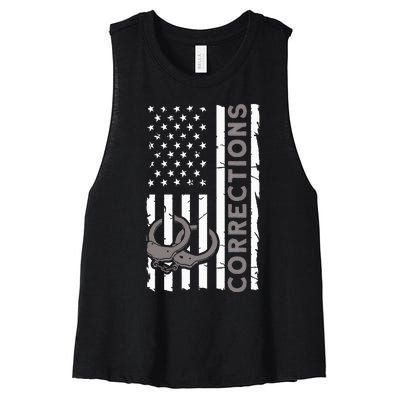 Correctional Officer Corrections Thin Silver Line Women's Racerback Cropped Tank