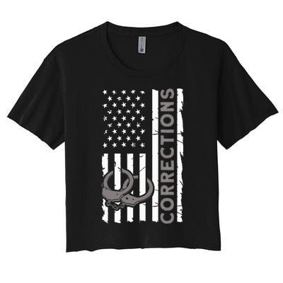 Correctional Officer Corrections Thin Silver Line Women's Crop Top Tee