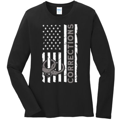 Correctional Officer Corrections Thin Silver Line Ladies Long Sleeve Shirt