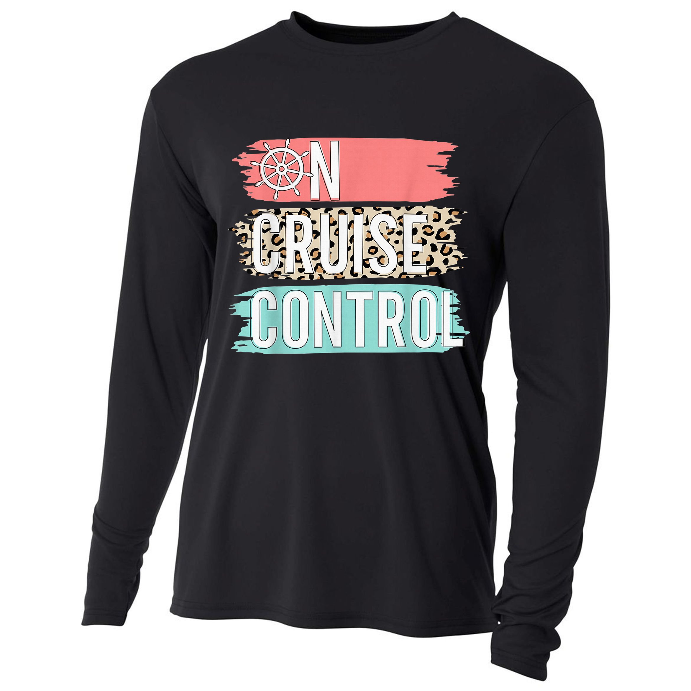 Control On Cruise Leopard Funny Summer Vacation Family Wo Cooling Performance Long Sleeve Crew