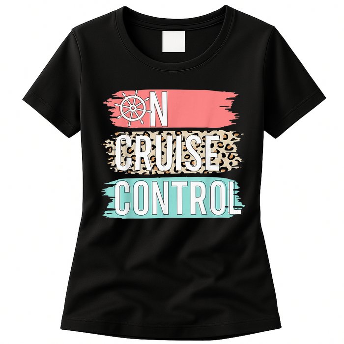 Control On Cruise Leopard Funny Summer Vacation Family Wo Womens T-Shirt