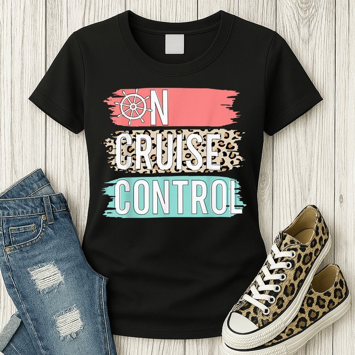 Control On Cruise Leopard Funny Summer Vacation Family Wo Womens T-Shirt