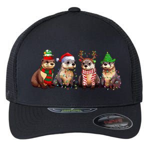 Cute Otter Christmas Pajama Funny Xmas Lights Animals Lover Flexfit Unipanel Trucker Cap