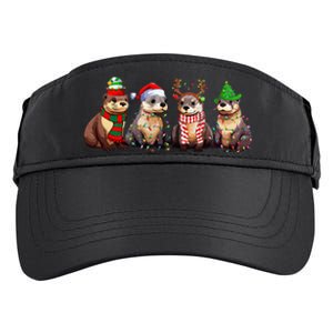 Cute Otter Christmas Pajama Funny Xmas Lights Animals Lover Adult Drive Performance Visor