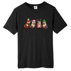 Cute Otter Christmas Pajama Funny Xmas Lights Animals Lover Tall Fusion ChromaSoft Performance T-Shirt