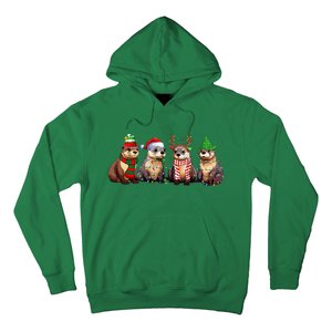 Cute Otter Christmas Pajama Funny Xmas Lights Animals Lover Hoodie