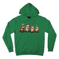 Cute Otter Christmas Pajama Funny Xmas Lights Animals Lover Hoodie