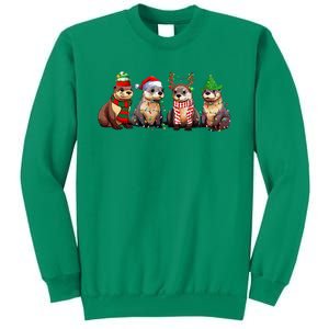 Cute Otter Christmas Pajama Funny Xmas Lights Animals Lover Sweatshirt