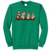 Cute Otter Christmas Pajama Funny Xmas Lights Animals Lover Sweatshirt