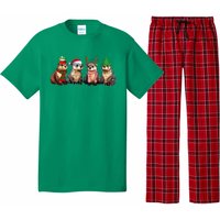 Cute Otter Christmas Pajama Funny Xmas Lights Animals Lover Pajama Set