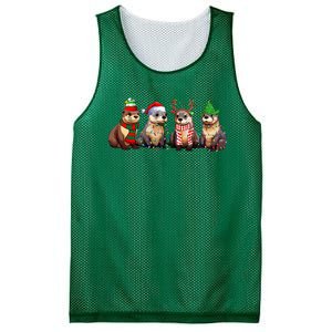 Cute Otter Christmas Pajama Funny Xmas Lights Animals Lover Mesh Reversible Basketball Jersey Tank