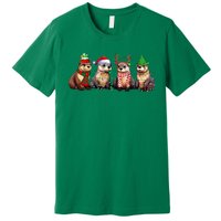 Cute Otter Christmas Pajama Funny Xmas Lights Animals Lover Premium T-Shirt