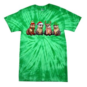 Cute Otter Christmas Pajama Funny Xmas Lights Animals Lover Tie-Dye T-Shirt