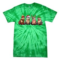 Cute Otter Christmas Pajama Funny Xmas Lights Animals Lover Tie-Dye T-Shirt