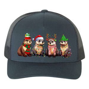 Cute Otter Christmas Pajama Funny Xmas Lights Animals Lover Yupoong Adult 5-Panel Trucker Hat