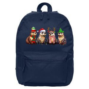 Cute Otter Christmas Pajama Funny Xmas Lights Animals Lover 16 in Basic Backpack