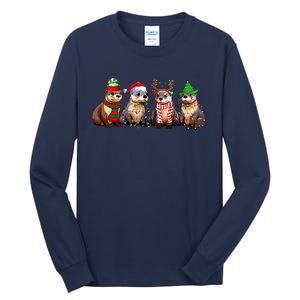 Cute Otter Christmas Pajama Funny Xmas Lights Animals Lover Tall Long Sleeve T-Shirt