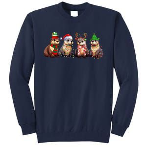 Cute Otter Christmas Pajama Funny Xmas Lights Animals Lover Tall Sweatshirt