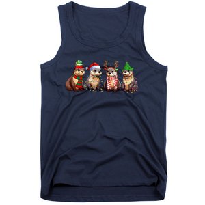 Cute Otter Christmas Pajama Funny Xmas Lights Animals Lover Tank Top