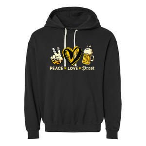 Cute Oktoberfest Costume Peace Love Prost Prost Oktoberfest Garment-Dyed Fleece Hoodie