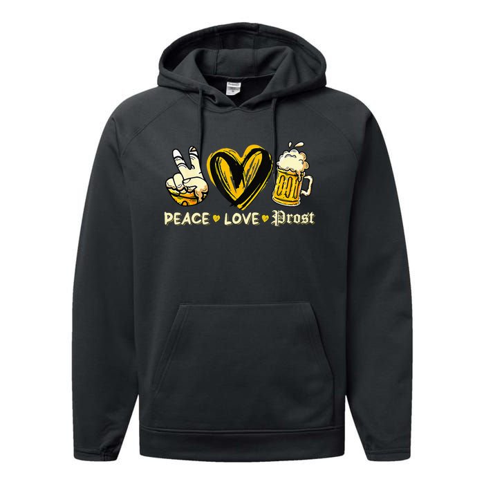 Cute Oktoberfest Costume Peace Love Prost Prost Oktoberfest Performance Fleece Hoodie