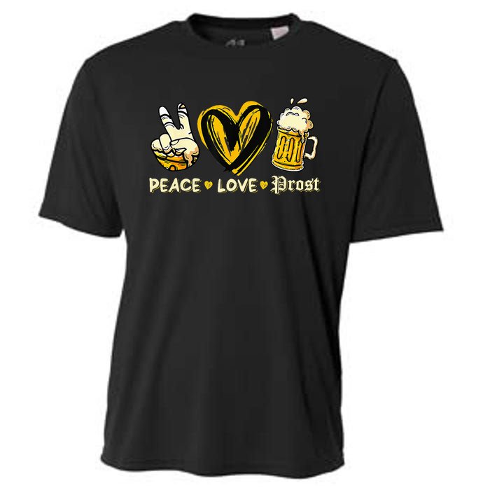 Cute Oktoberfest Costume Peace Love Prost Prost Oktoberfest Cooling Performance Crew T-Shirt