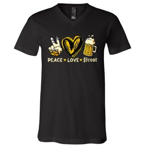 Cute Oktoberfest Costume Peace Love Prost Prost Oktoberfest V-Neck T-Shirt