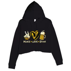 Cute Oktoberfest Costume Peace Love Prost Prost Oktoberfest Crop Fleece Hoodie