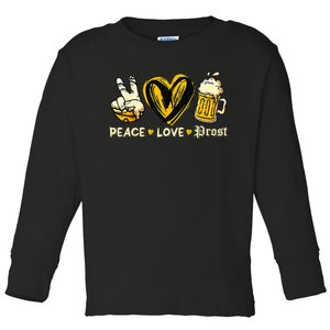 Cute Oktoberfest Costume Peace Love Prost Prost Oktoberfest Toddler Long Sleeve Shirt