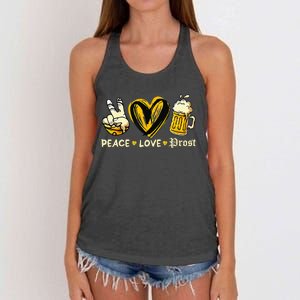 Cute Oktoberfest Costume Peace Love Prost Prost Oktoberfest Women's Knotted Racerback Tank