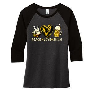 Cute Oktoberfest Costume Peace Love Prost Prost Oktoberfest Women's Tri-Blend 3/4-Sleeve Raglan Shirt