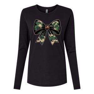 Camouflage Old Camo Bow Camo Coquette Bow Hunting Womens Cotton Relaxed Long Sleeve T-Shirt