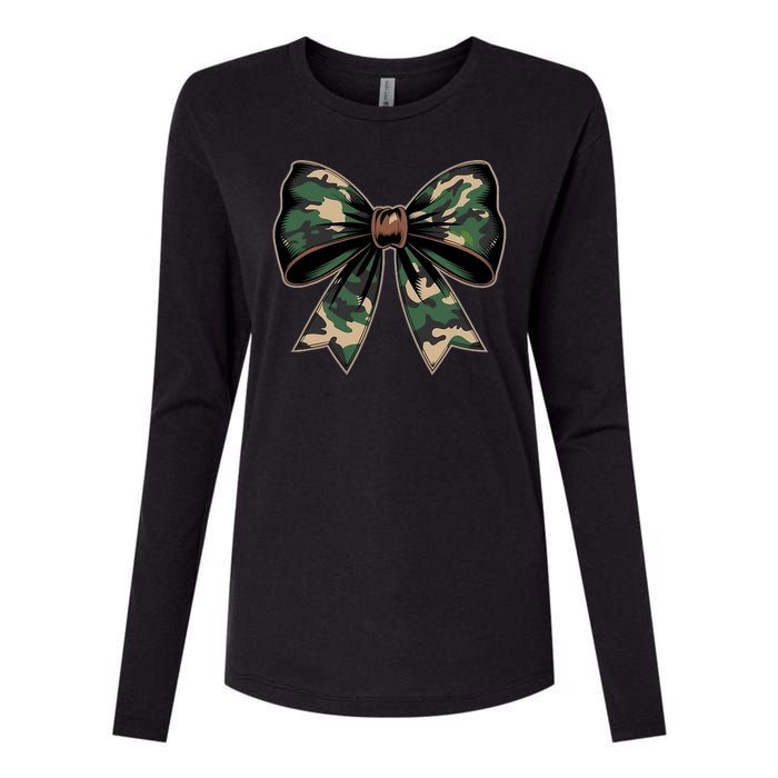 Camouflage Old Camo Bow Camo Coquette Bow Hunting Womens Cotton Relaxed Long Sleeve T-Shirt